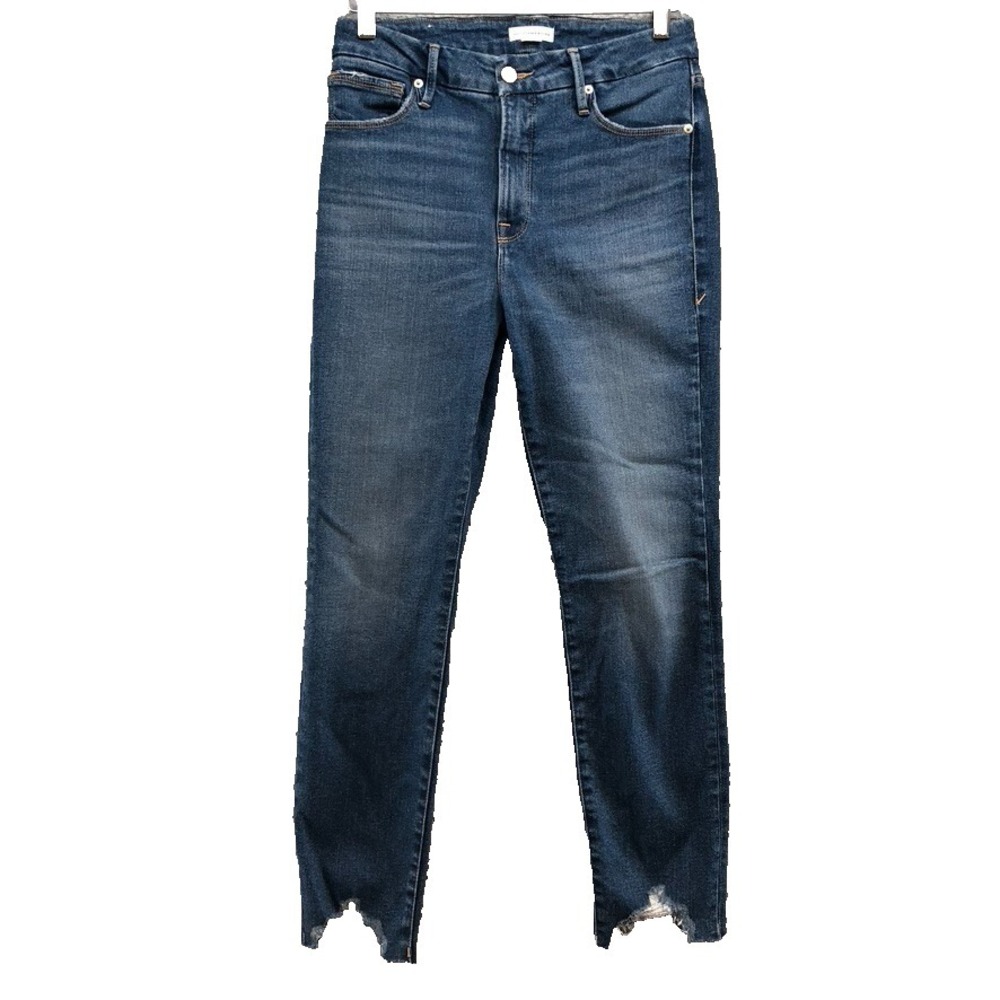 Good American Good Legs Cigarette Jeans Womens 4‎ Blue Denim Crop Distressed